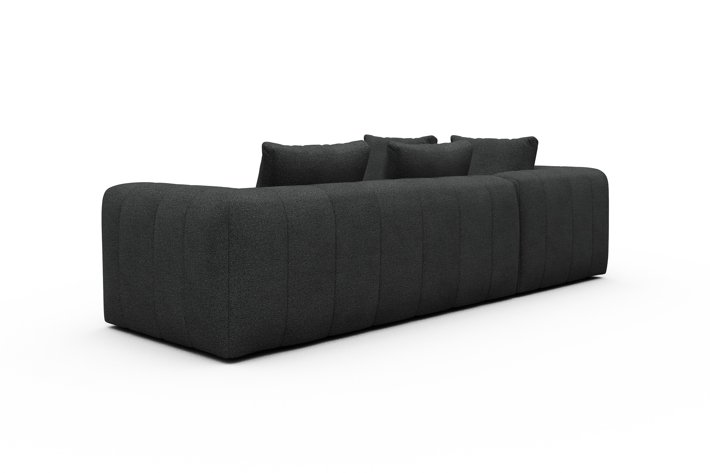 Ecksofa Hugo 2x 2,5-Sitzer Armlehne rechts Boucle-Charcoal