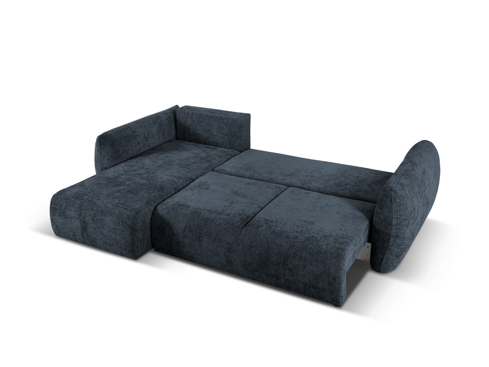 Cosmopolitan Design Ecksofa Matera 4-Sitzer mit Schlaffunktion Chenille Eden Marineblau Links