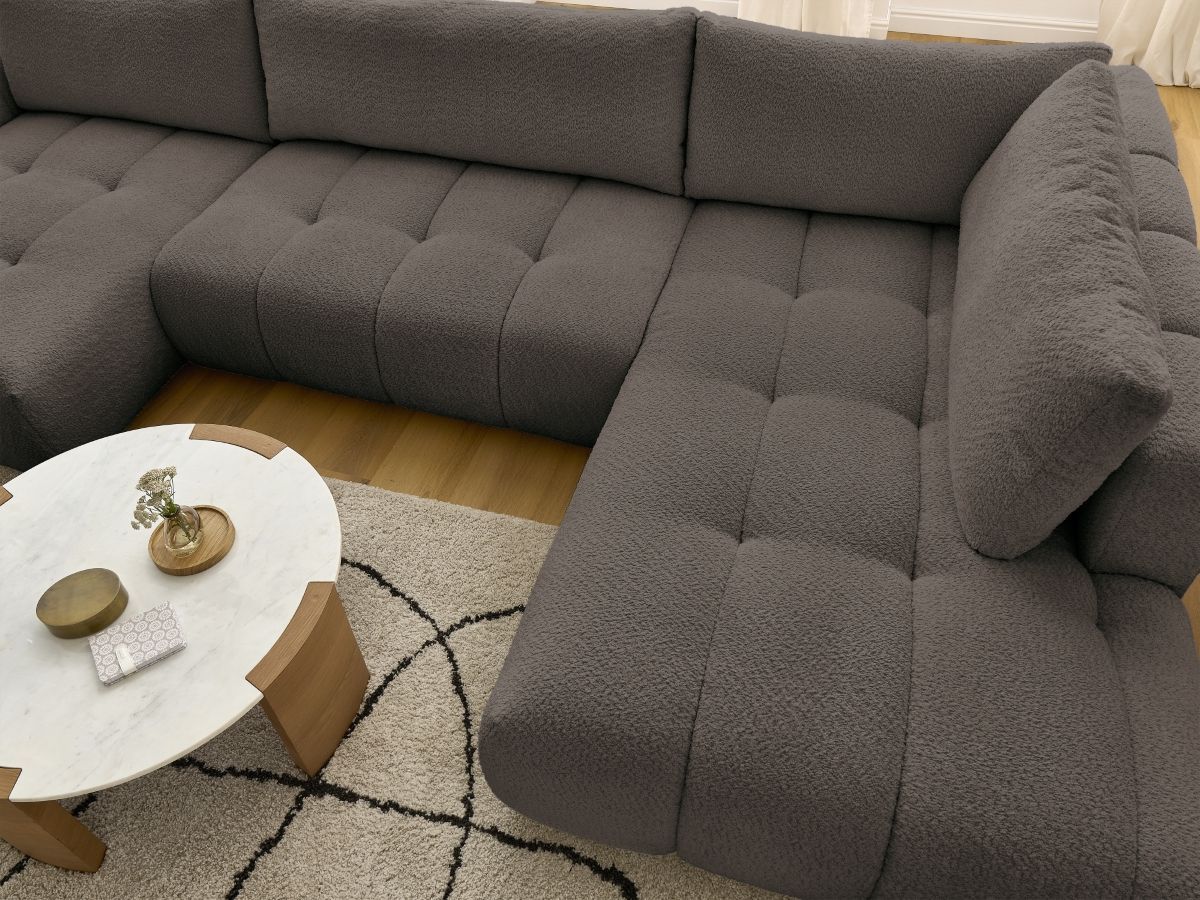 Bobochic Fuji Wohnlandschaft Bouclé-Stoff Braun Ecke links