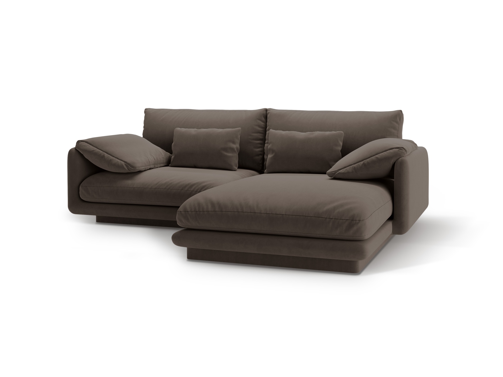 Micadoni Ecksofa Torino 3-Sitzer Rechts Samt Ebenholz