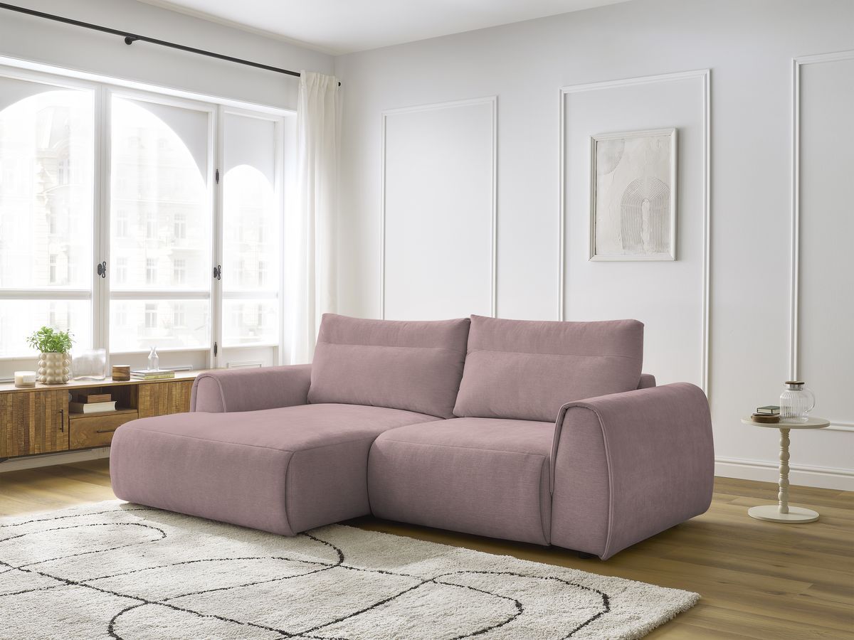 Bobochic Aden Ecksofa 246 × 152 cm Stoff Rosa Ecke links