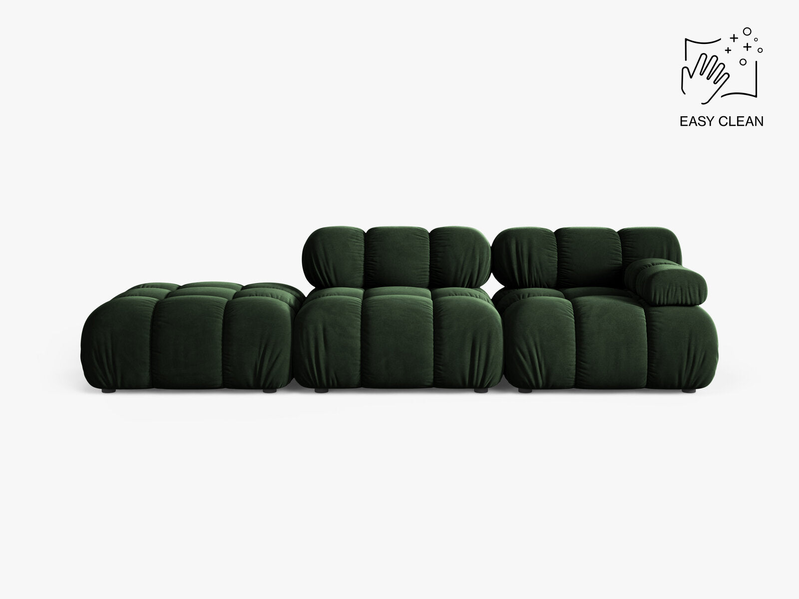 Micadoni Modulares Sofa Bellis 4-Sitzer Links Samt Venus Flaschengrün