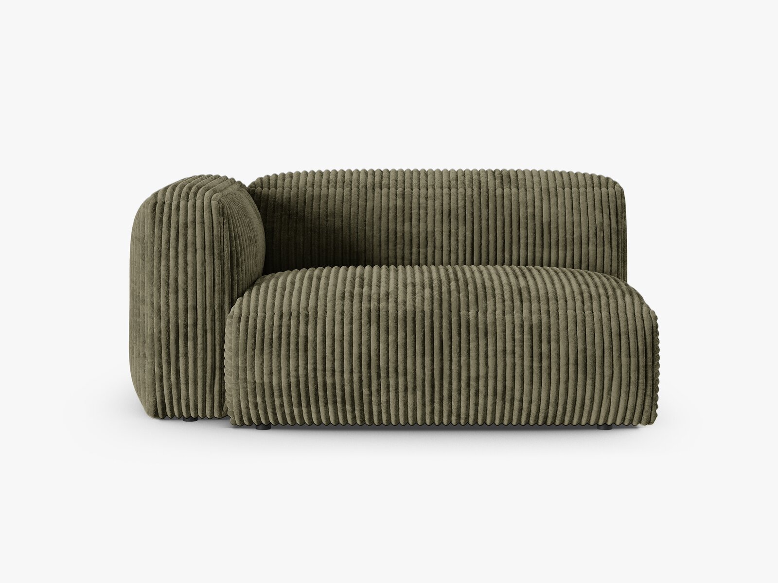 Micadoni Eckmodul mit Armlehne Martina 1-Sitzer Groß 90cm Sitztiefe Links Kord Tilia Moßgrün