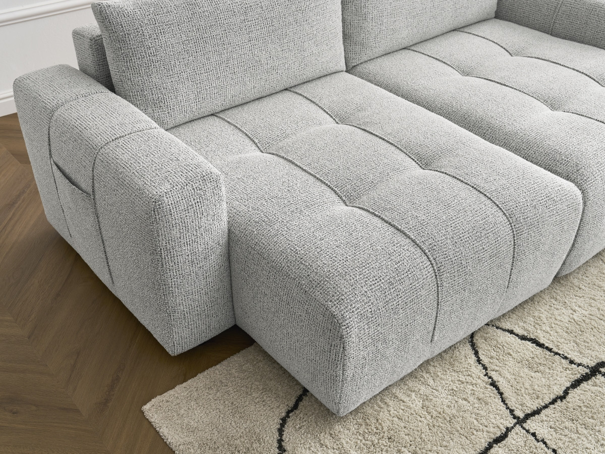 Bobochic Arsene Sofa 4-Sitzer Melange-Stoff Hellgrau
