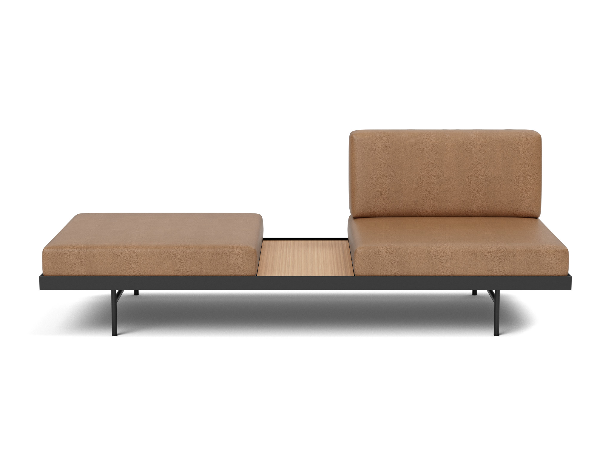 Tagesbett Puri Lederoptik Faunal 551-Brown Beine mit Eichentisch