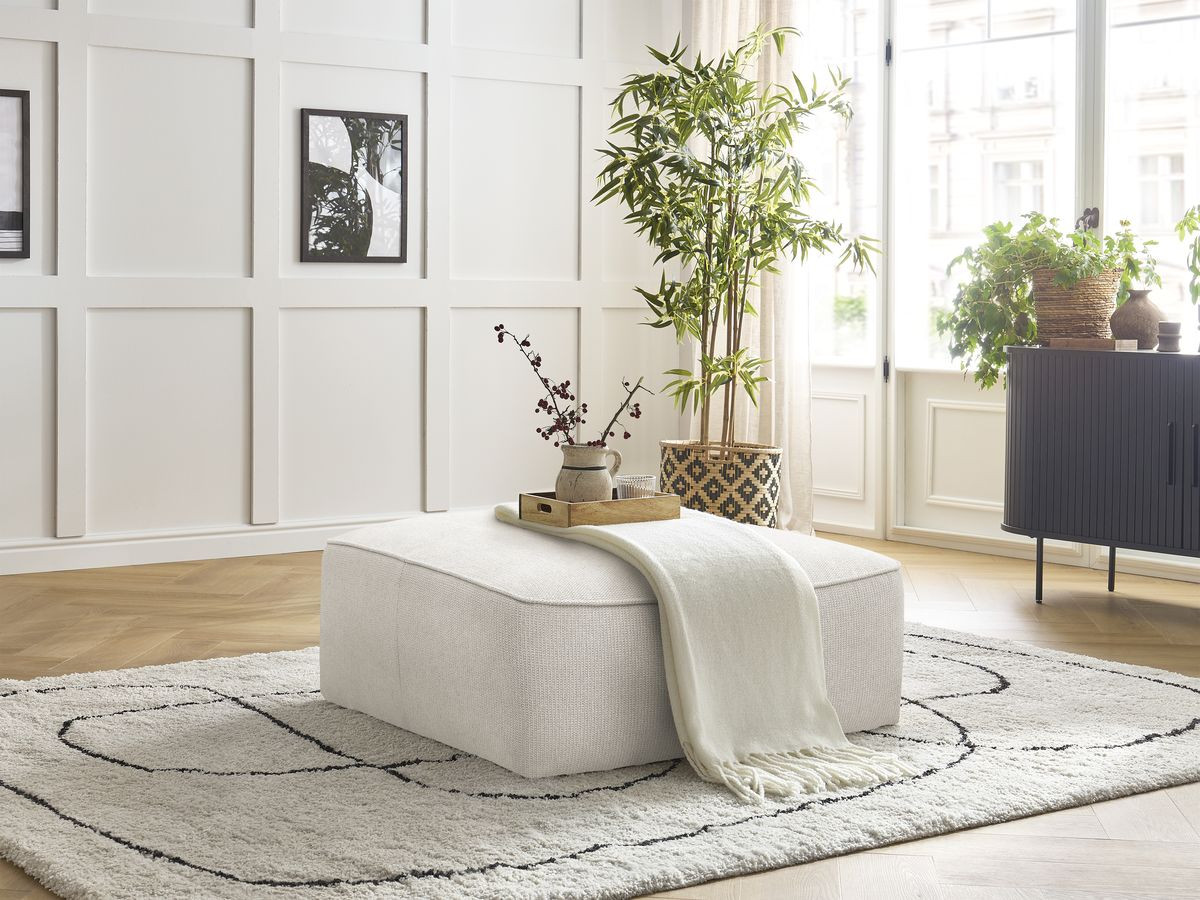 Bobochic Leopold Pouf Melange-Stoff Weiß