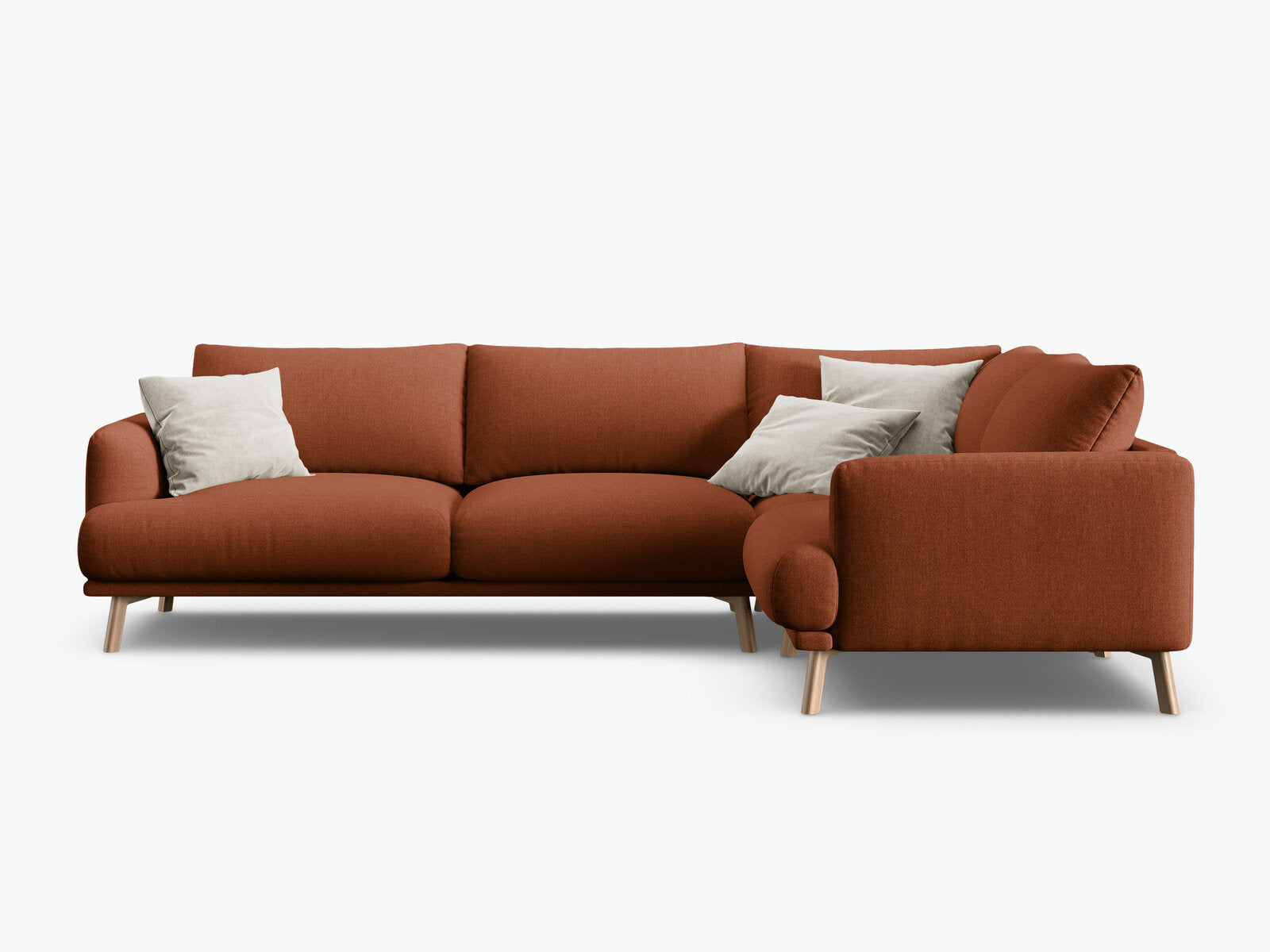 Micadoni Ecksofa Naomi 4-Sitzer große Version Rechts Strukturierter Stoff Liberty Ziegel