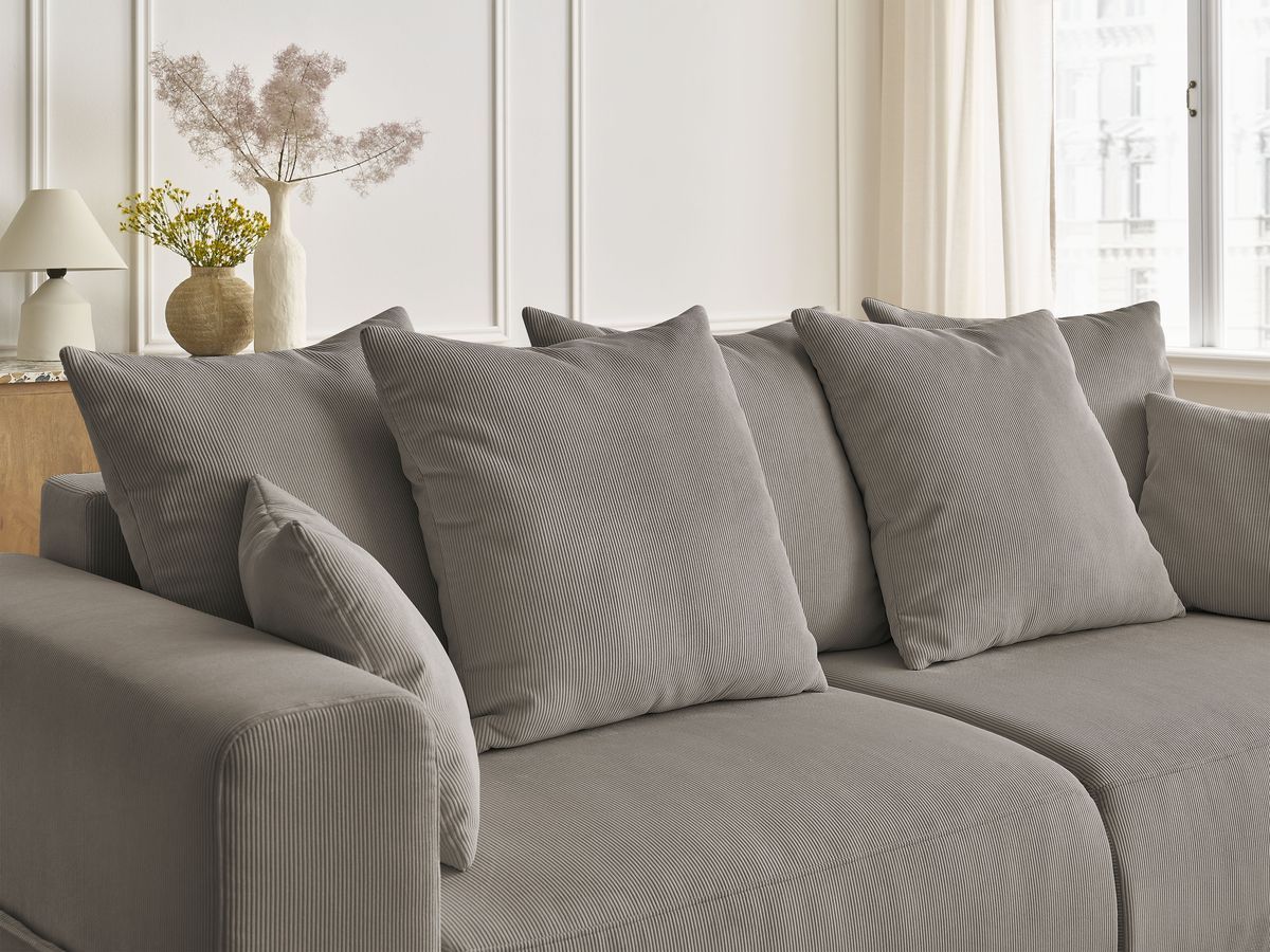 Bobochic Sidonie Schlafsofa 3-Sitzer mit Bettkasten Cordsamt Taupe