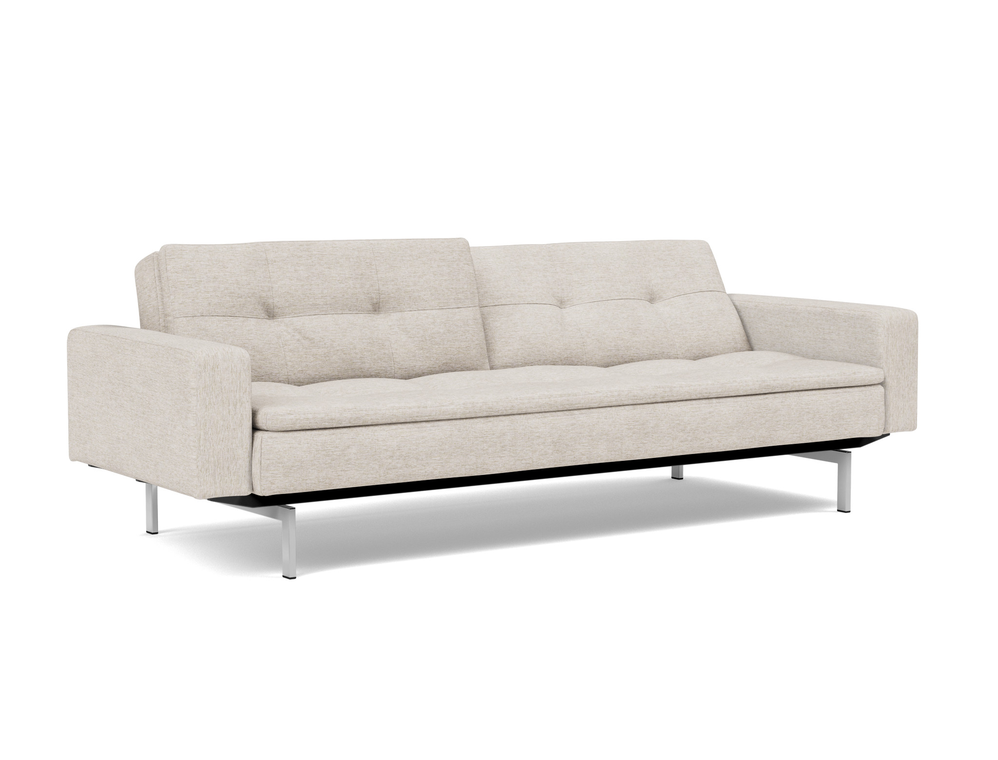 Schlafsofa Dublexo mit Armlehnen Chenille Yuveno 470-Natural Beine Chrom
