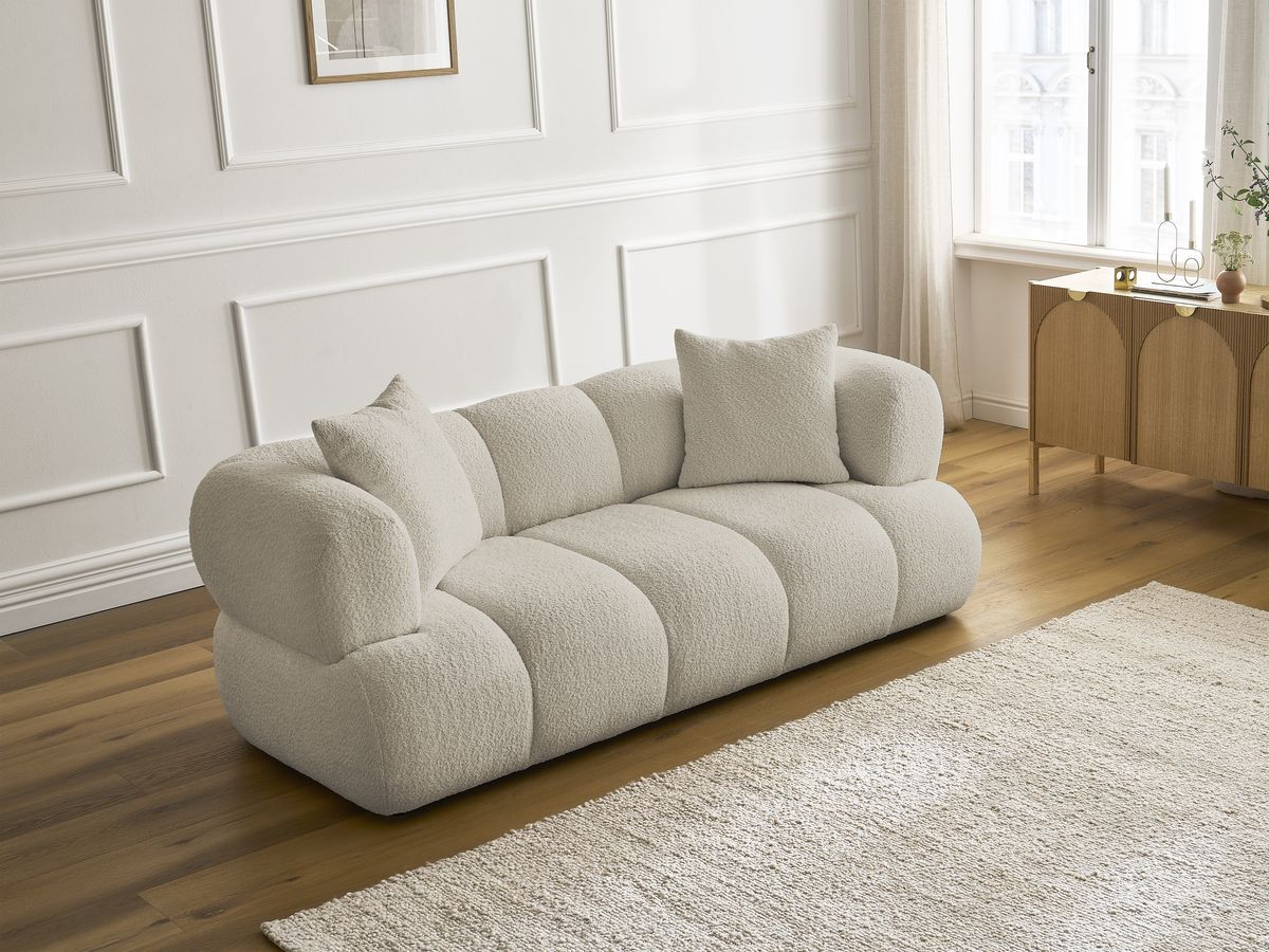 Bobochic Pamira Sofa 2-Sitzer Bouclé-Stoff Beige