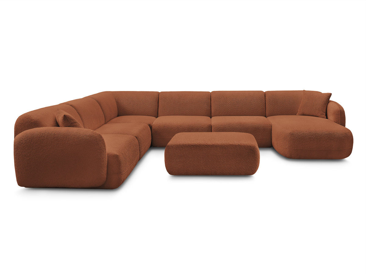 Bobochic Anda Wohnlandschaft mit Pouf 373 × 289 cm Chenille Orange Ecke links