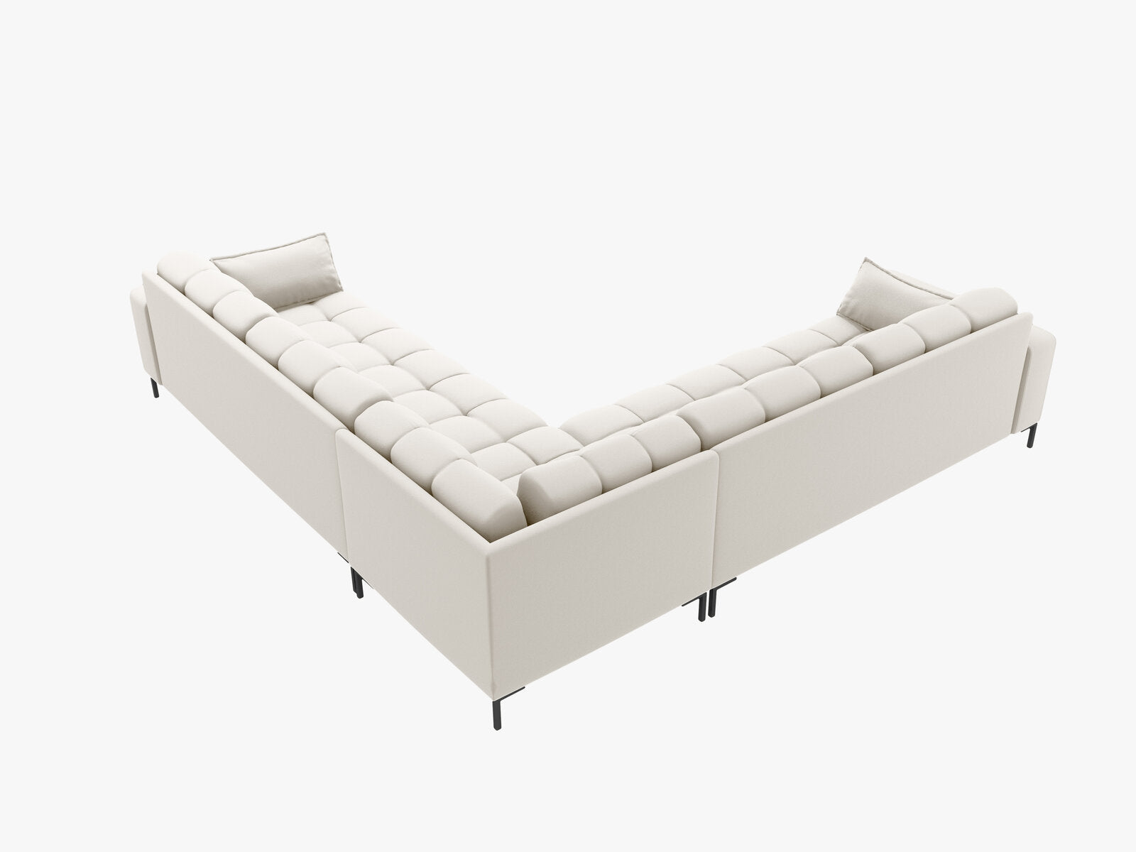 Micadoni Symmetrisches Ecksofa Mamaia 6-Sitzer Strukturierter Stoff Neve Helles Beige schwarze Beine