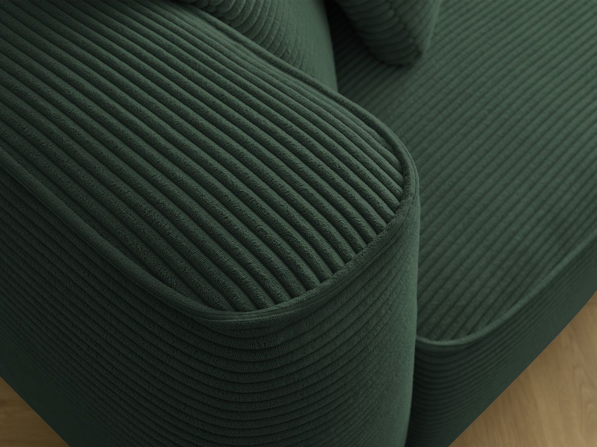 Bobochic Leopold Sofa 4-Sitzer mit Pouf Cordsamt Dunkelgrün Armlehne links