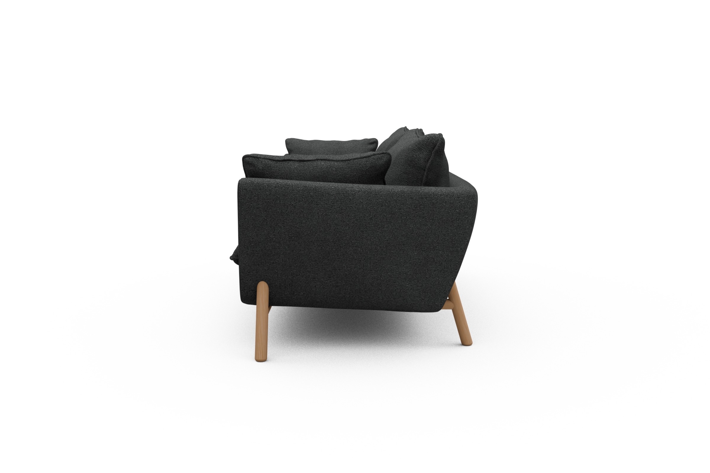 Sofa Emil PREMIUM 3-Sitzer Beinfarbe Eiche Natur Boucle-Charcoal