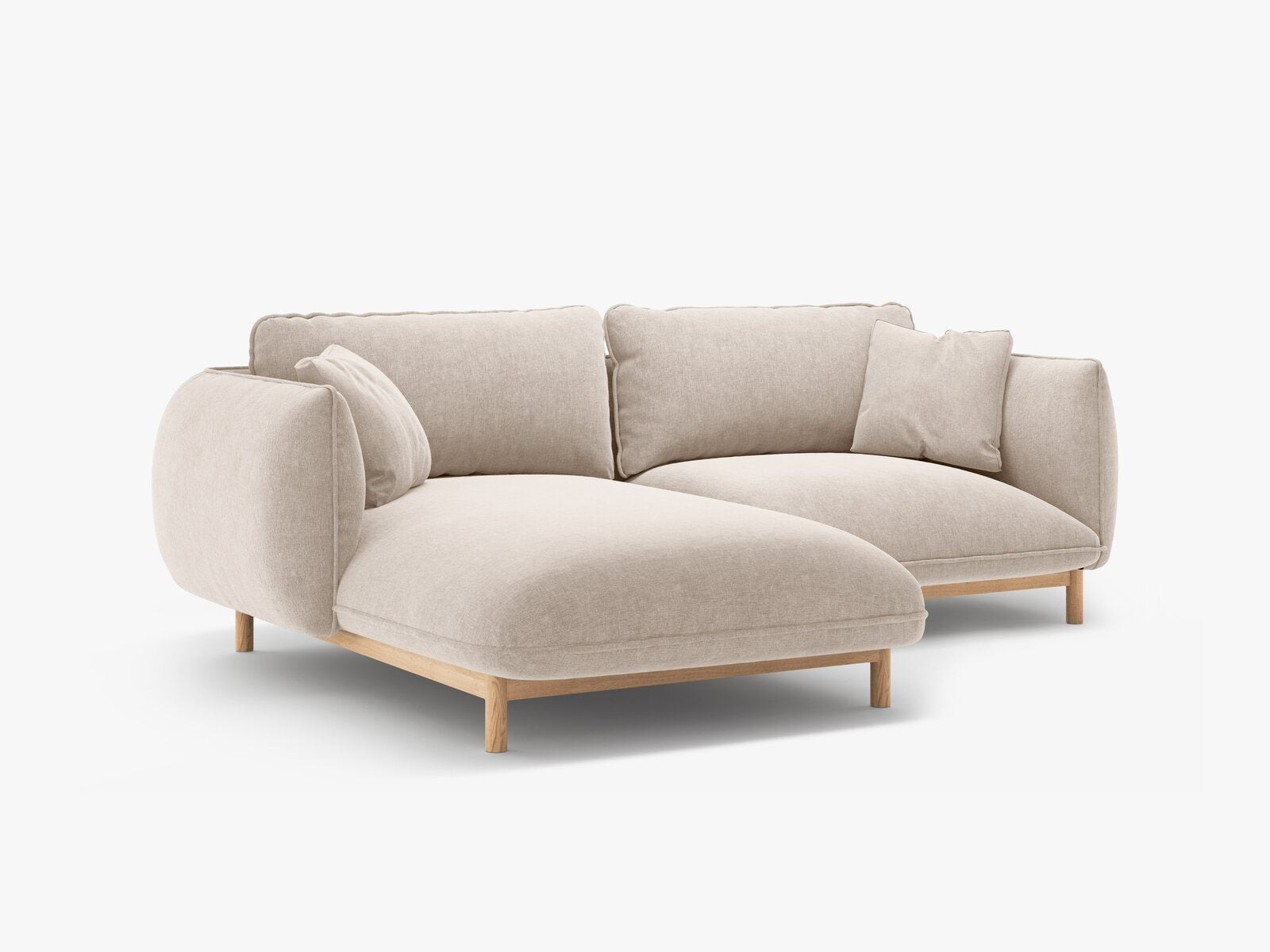 Micadoni Ada Ecksofa 3-Sitzer Links Strukturierter Stoff Wind Helles Beige