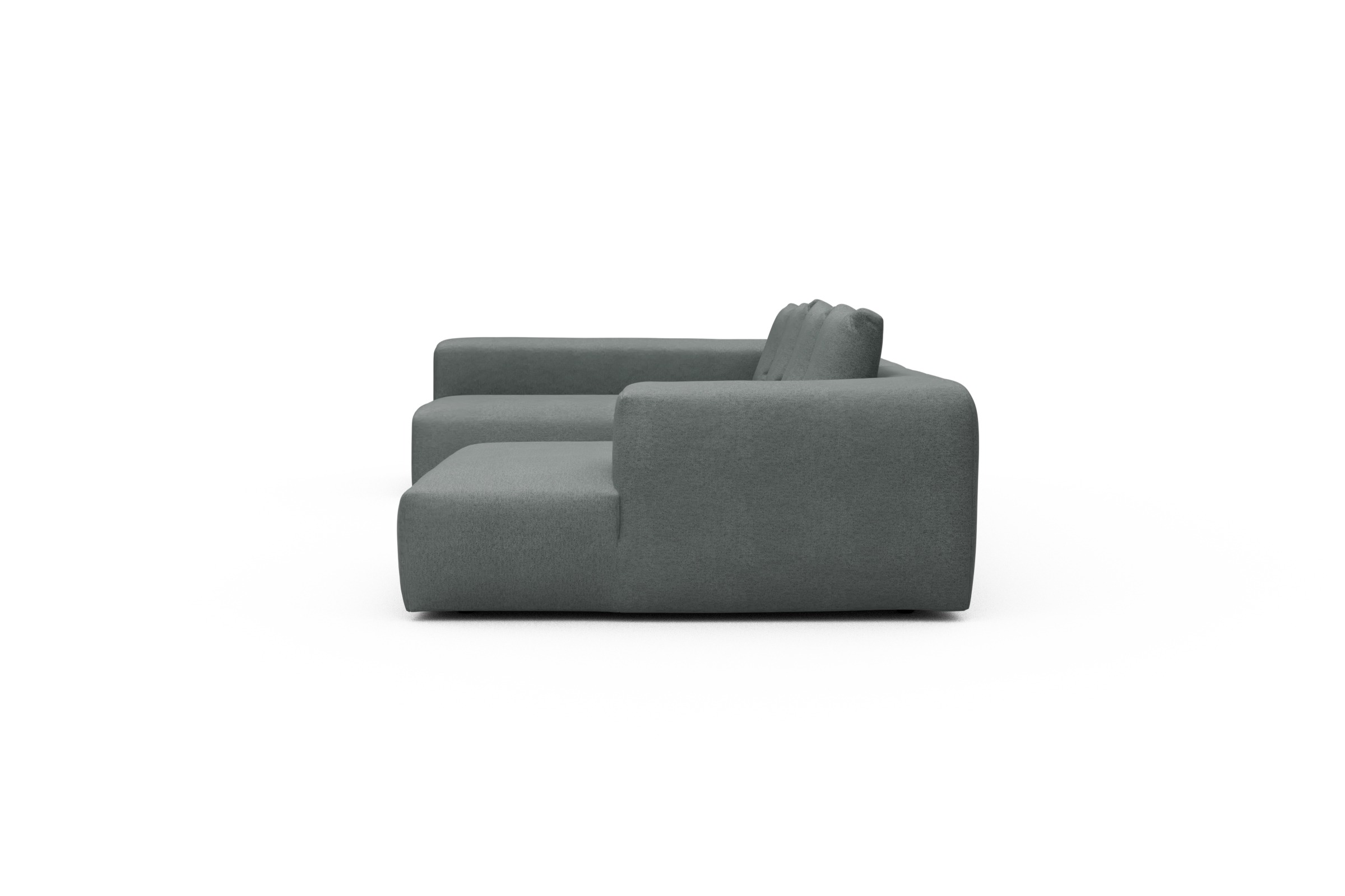 Wohnlandschaft Fred Chaiselongue rechts mit 2-Sitzer und lange Armlehne links Denari-Soft-Grey