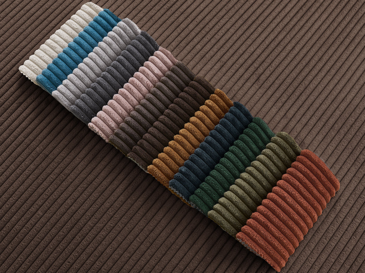 Bobochic Enore Ecksofa mit Pouf Cordsamt Braun Ecke rechts