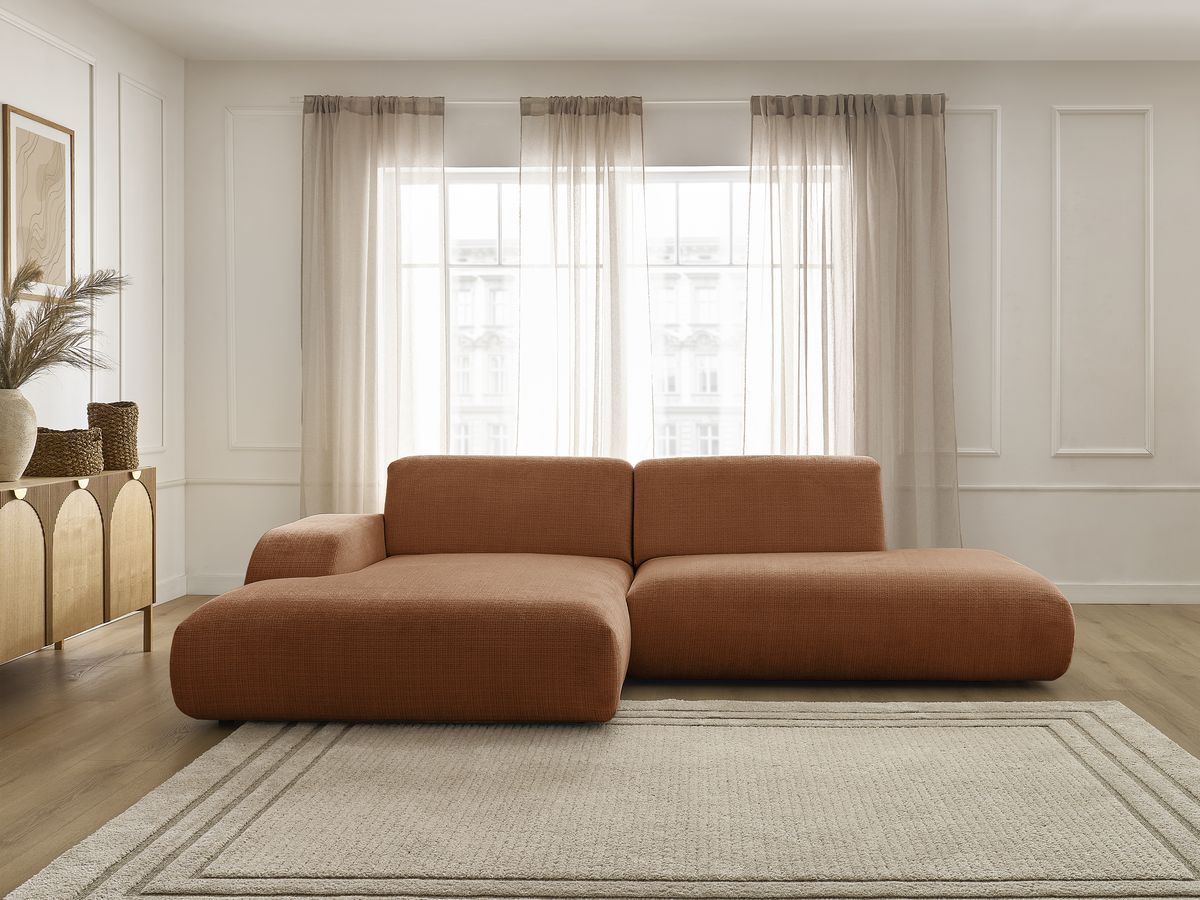 Bobochic Sirius Ecksofa 300 × 170 cm Strukturstoff Orange Ecke links