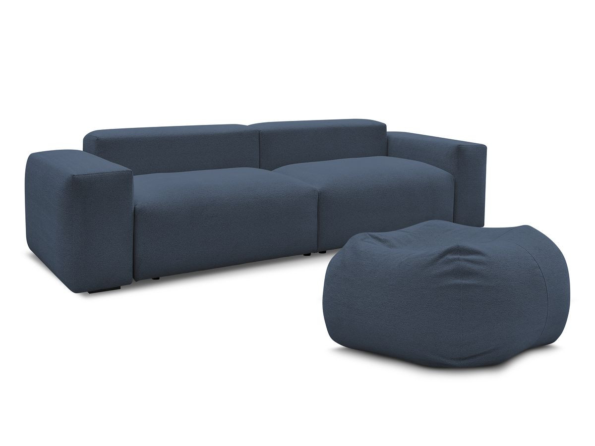 Bobochic Voltaire Sofa 5-Sitzer mit Pouf Melange-Stoff Dunkelblau