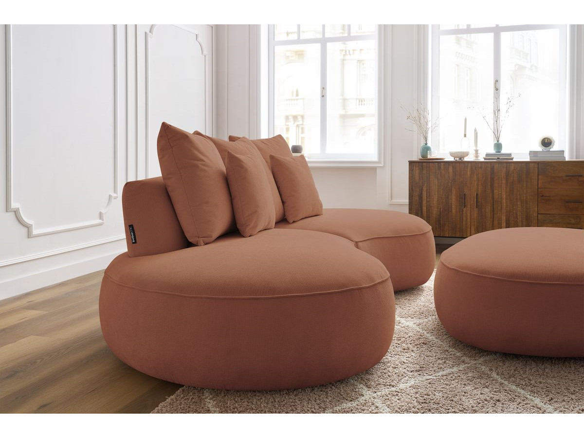 Bobochic Saint-germain Sofa 5-Sitzer mit Pouf Strukturstoff Orange