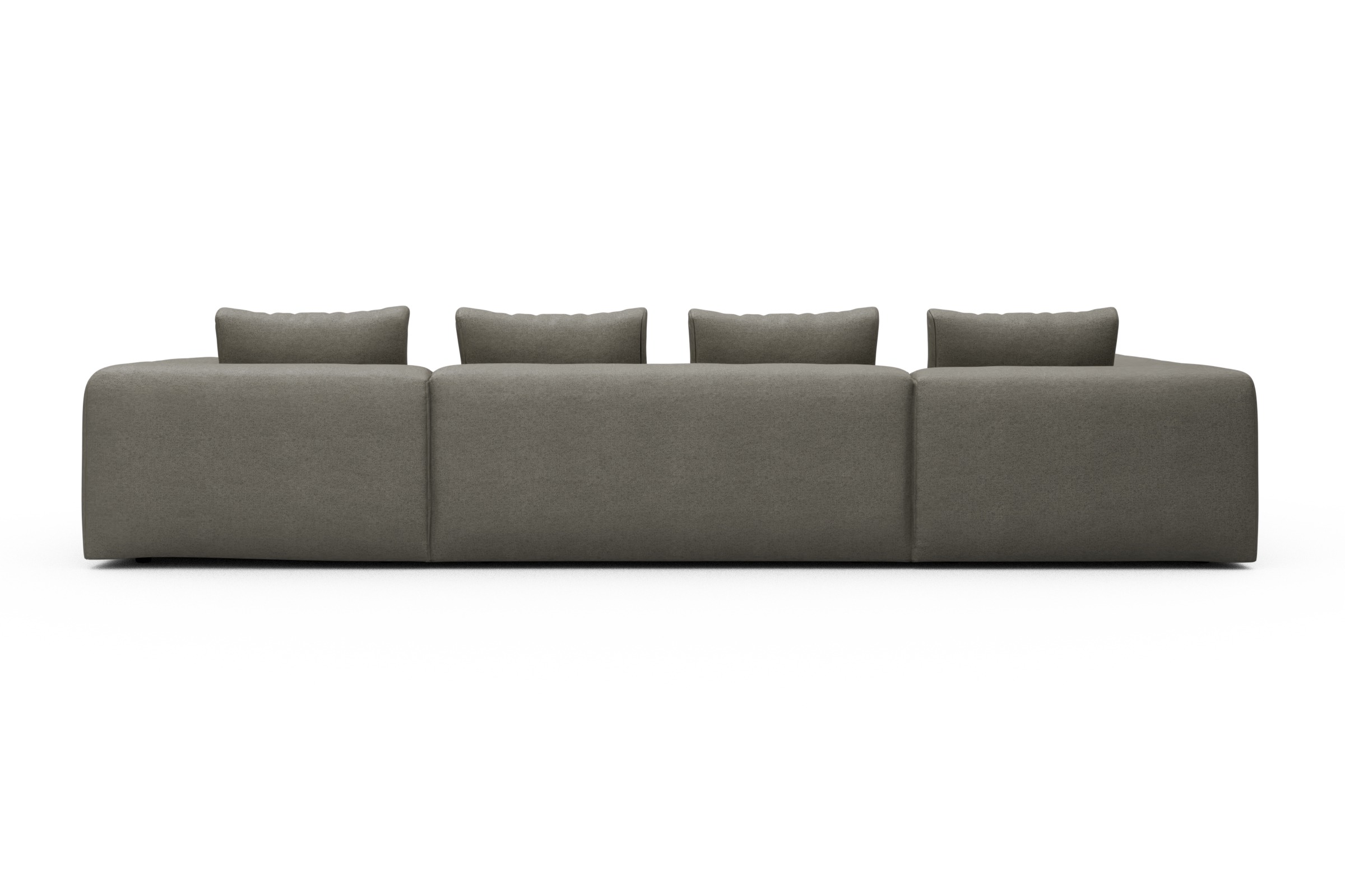 Wohnlandschaft Fred Relax-Ecke links mit 2-Sitzer und Chaiselongue rechts Strukturierter Stoff Denari 486-Warm-Grey