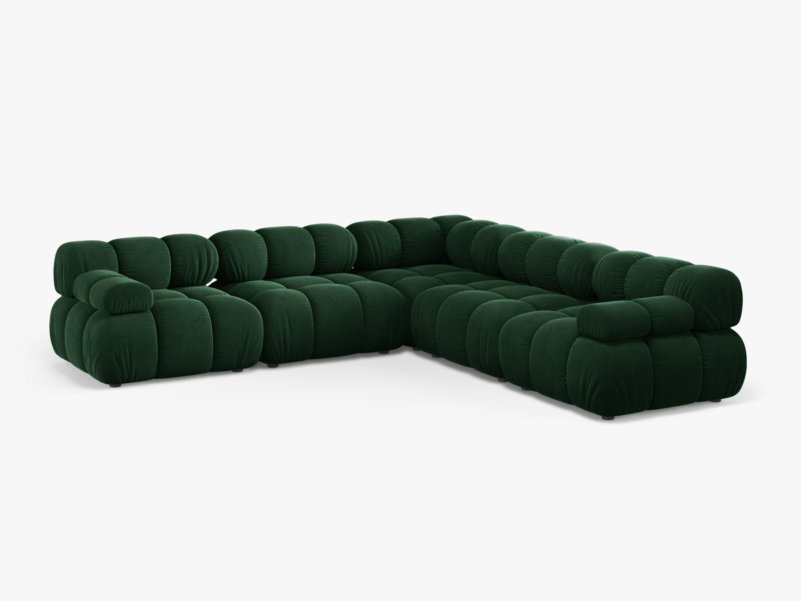 Micadoni Symmetrisches Ecksofa Bellis 5-Sitzer Samt Bluvel Flaschengrün