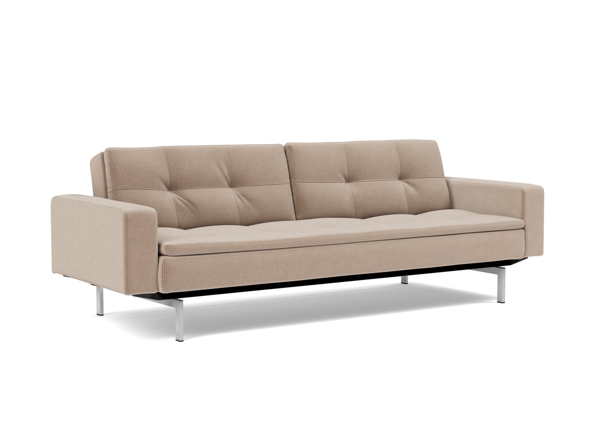 Schlafsofa Dublexo mit Armlehnen Chenille Esina 417-Mocha Beine Chrom