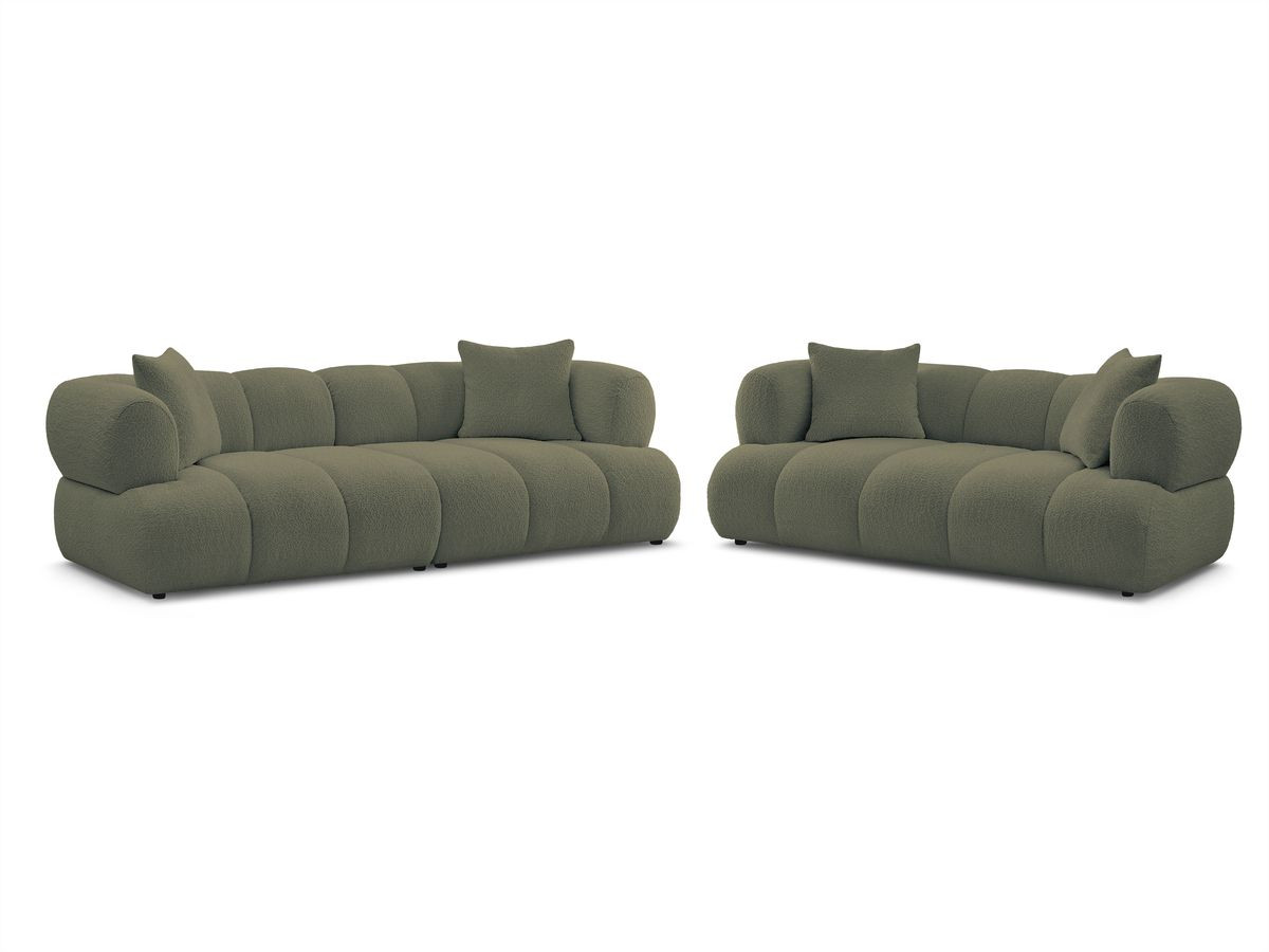 Bobochic Pamira Sofa 5-Sitzer Bouclé-Stoff Grün