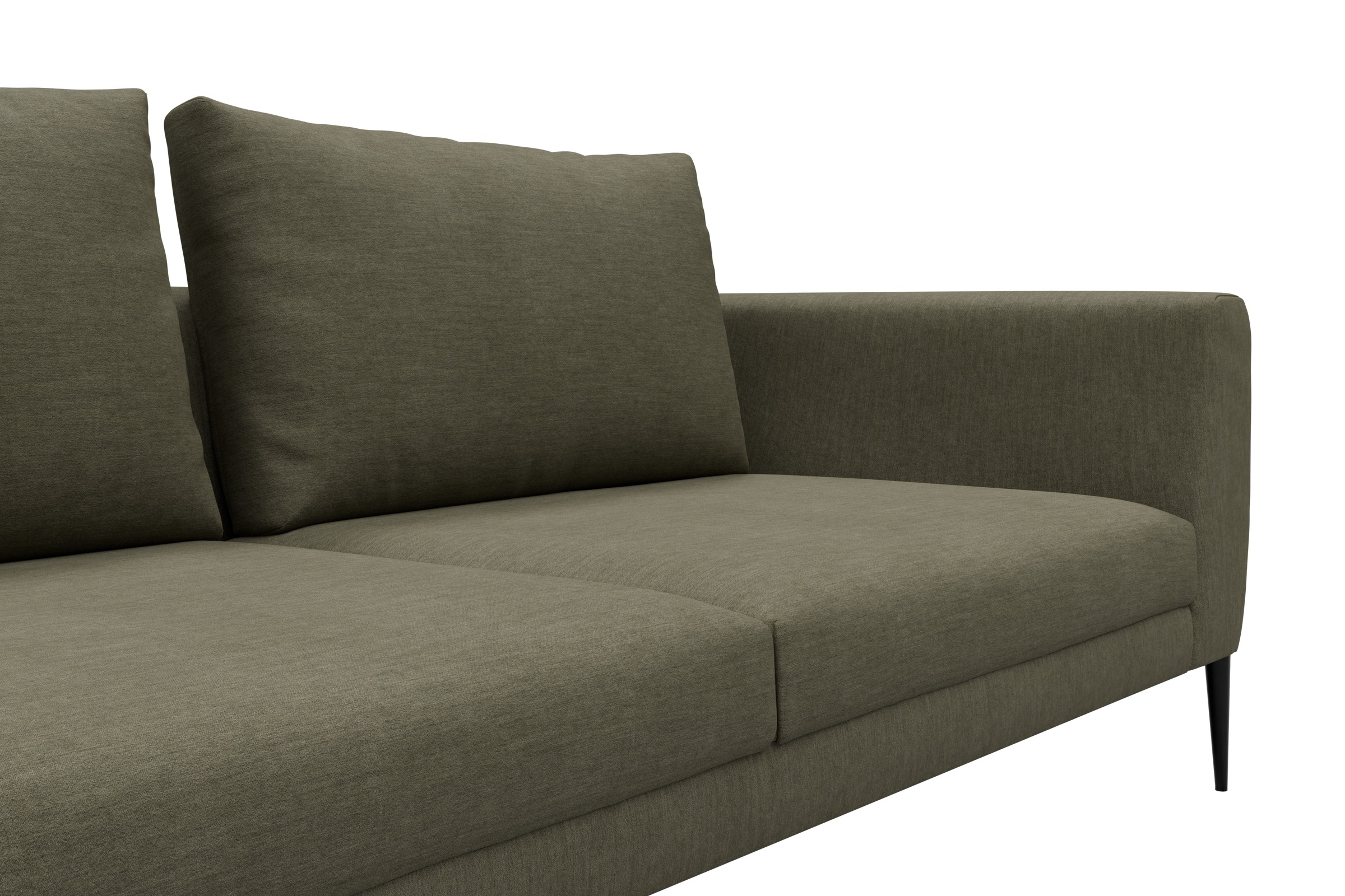 Ecksofa Paul Relax-Ecke rechts mit 2-Sitzer Vivus-Dusty-Olive