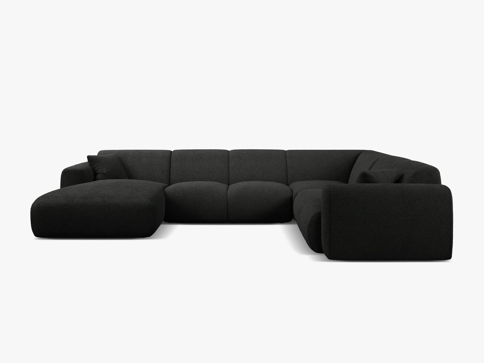 Micadoni Molino Panoramasofa 6-Sitzer Rechts Boucle Baloo Schwarz