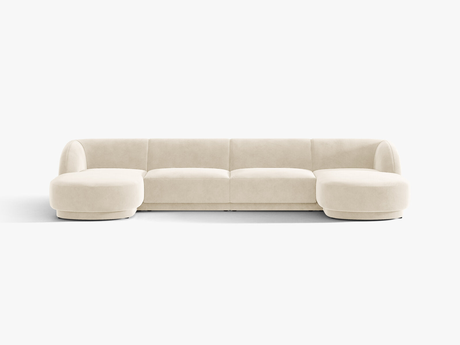 Micadoni Panorama-Sofa Miley 5-Sitzer Samt Venus Helles Beige