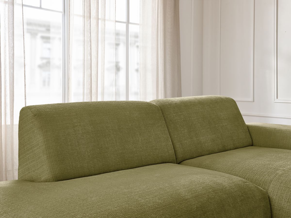 Bobochic Sirius Ecksofa 405 × 170 cm Strukturstoff Grün Ecke rechts
