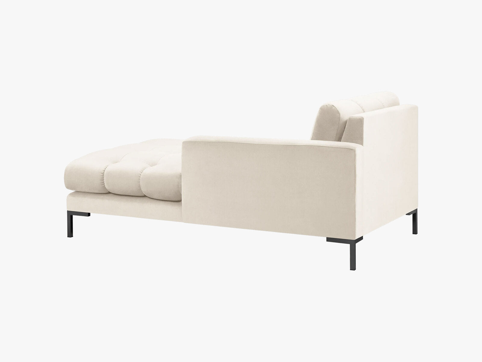 Micadoni Recamiere Mamaia 1-Sitzer Rechts Samt Bluvel Helles Beige schwarze Beine