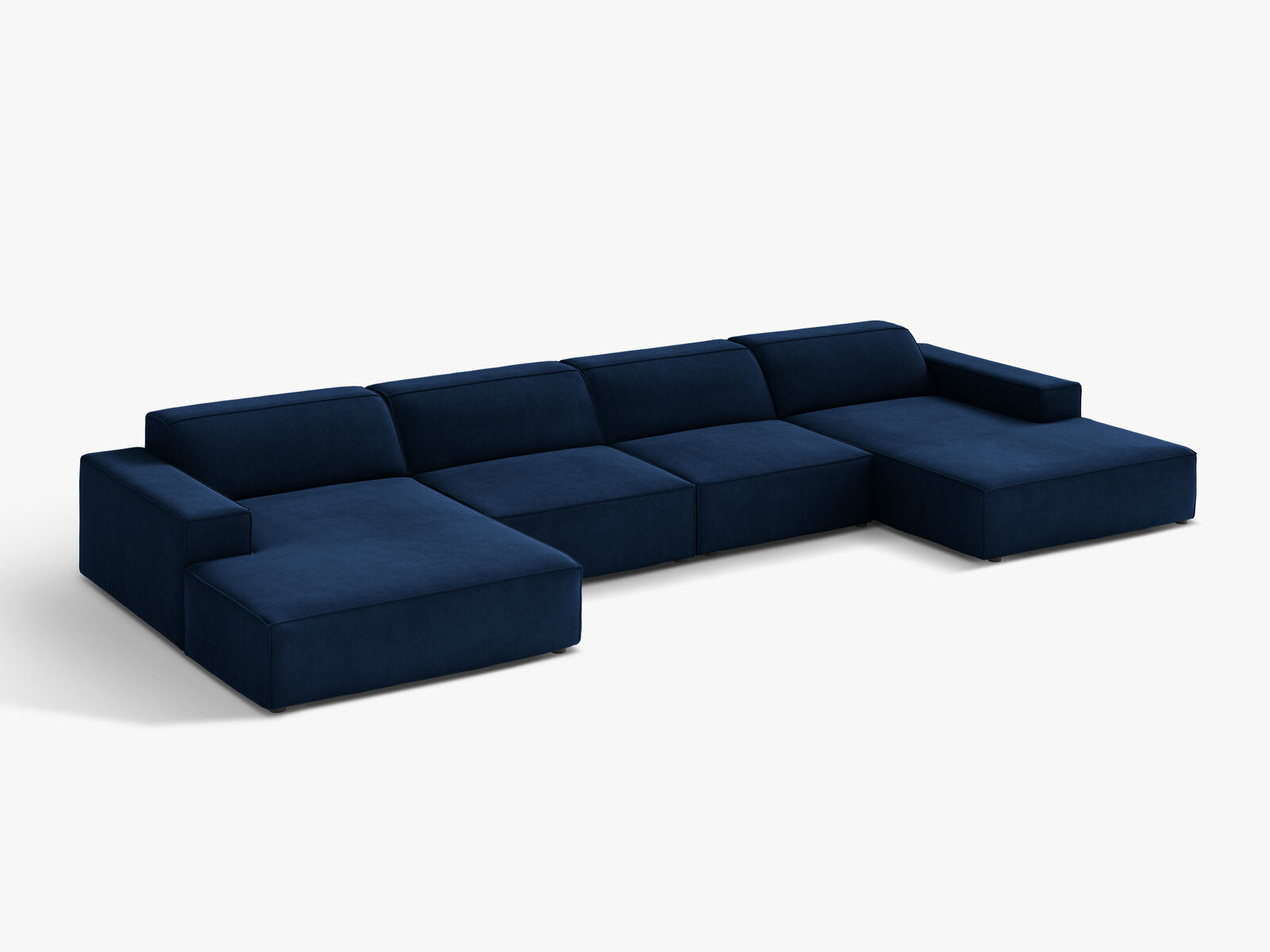 Micadoni Panorama-Sofa Jodie 6-Sitzer Samt Bluvel Königsblau