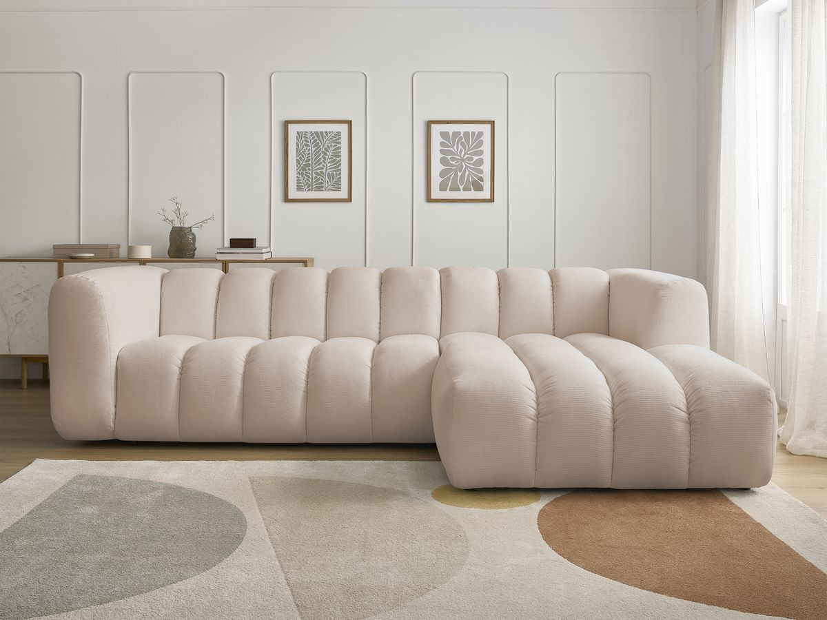 Bobochic Talia Ecksofa Melange-Stoff Beige Ecke rechts