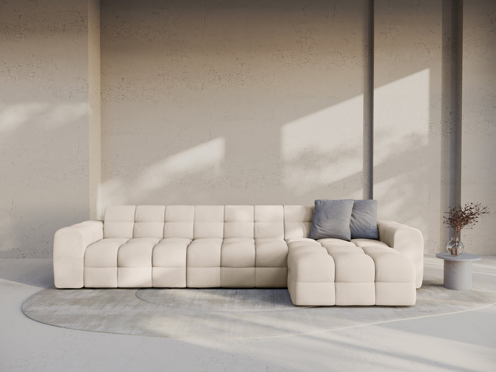 Micadoni Ecksofa Kendal 5-Sitzer Rechts Strukturierter Stoff Beige
