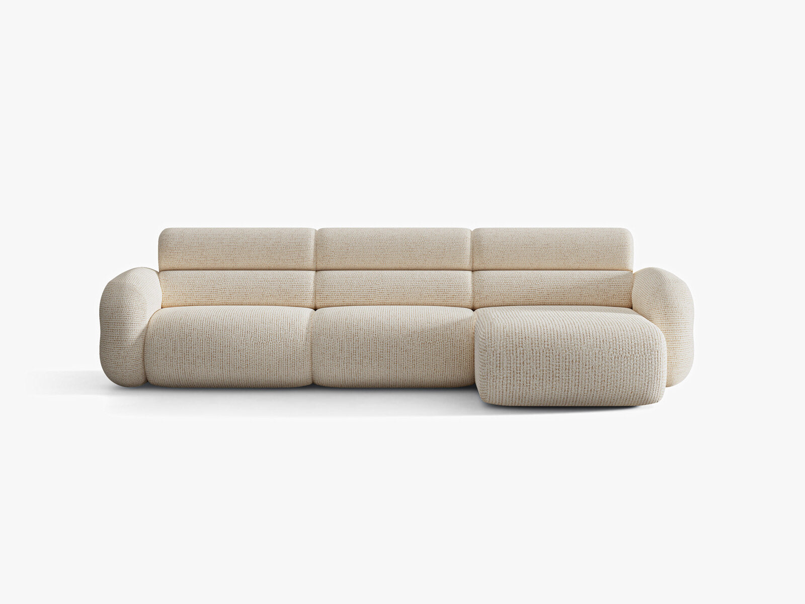 Micadoni Neo Ecksofa 4-Sitzer Rechts Chenille SILENCIO Helles Beige