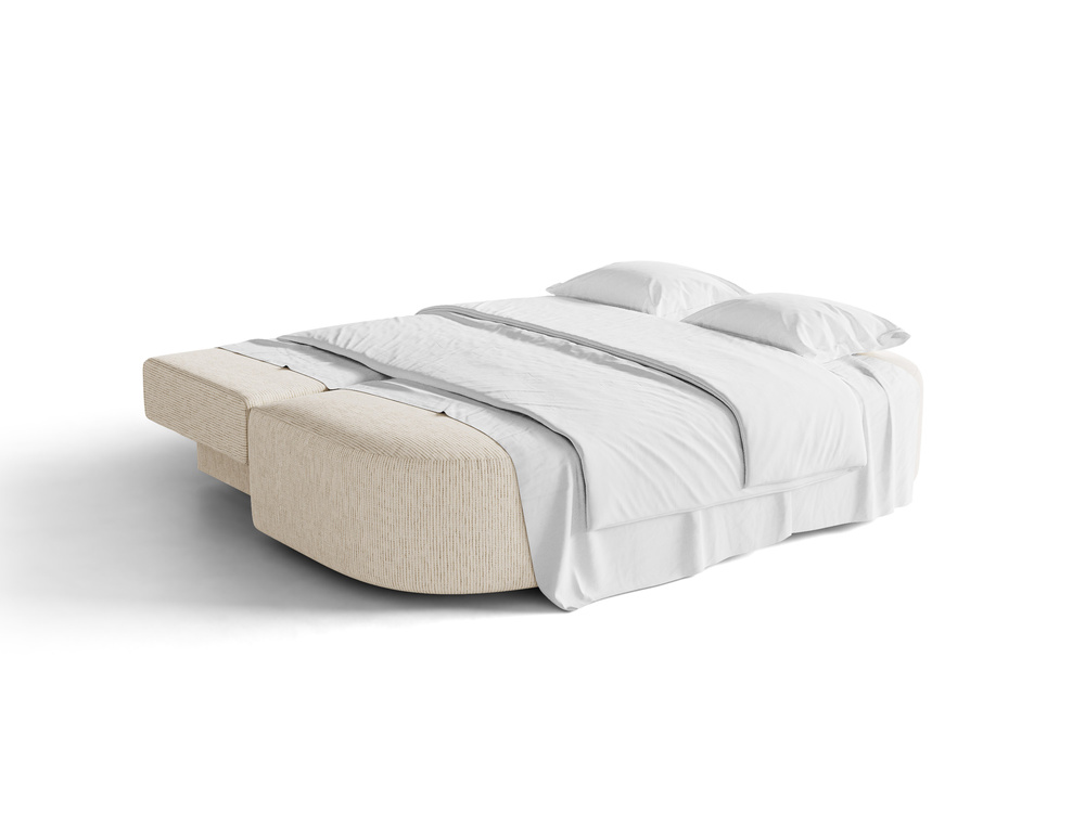 Cosmopolitan Design Schlafsofa Sophia 3-Sitzer mit Bettkasten Strukturierter Stoff Baltimore Helles Beige