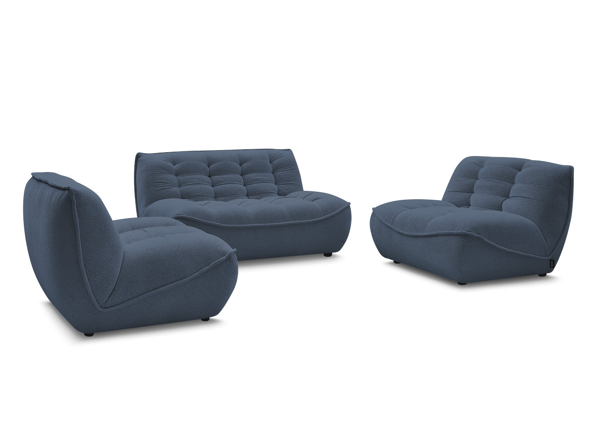 Bobochic Serena Sofa 4-Sitzer Melange-Stoff Blau