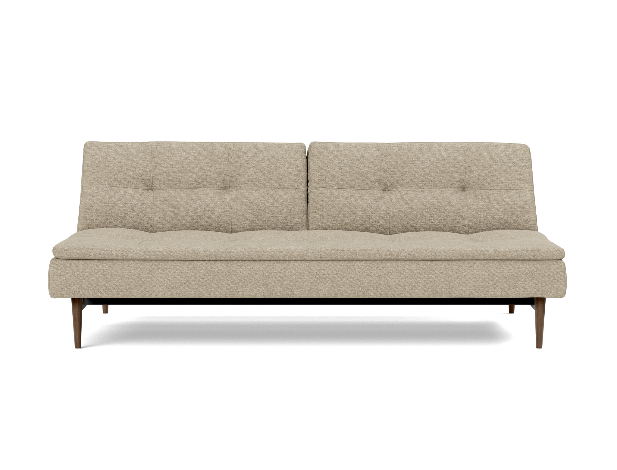 Schlafsofa Dublexo Strukturierter Stoff Taura 356-Sand Beine Styletto Eiche dunkel