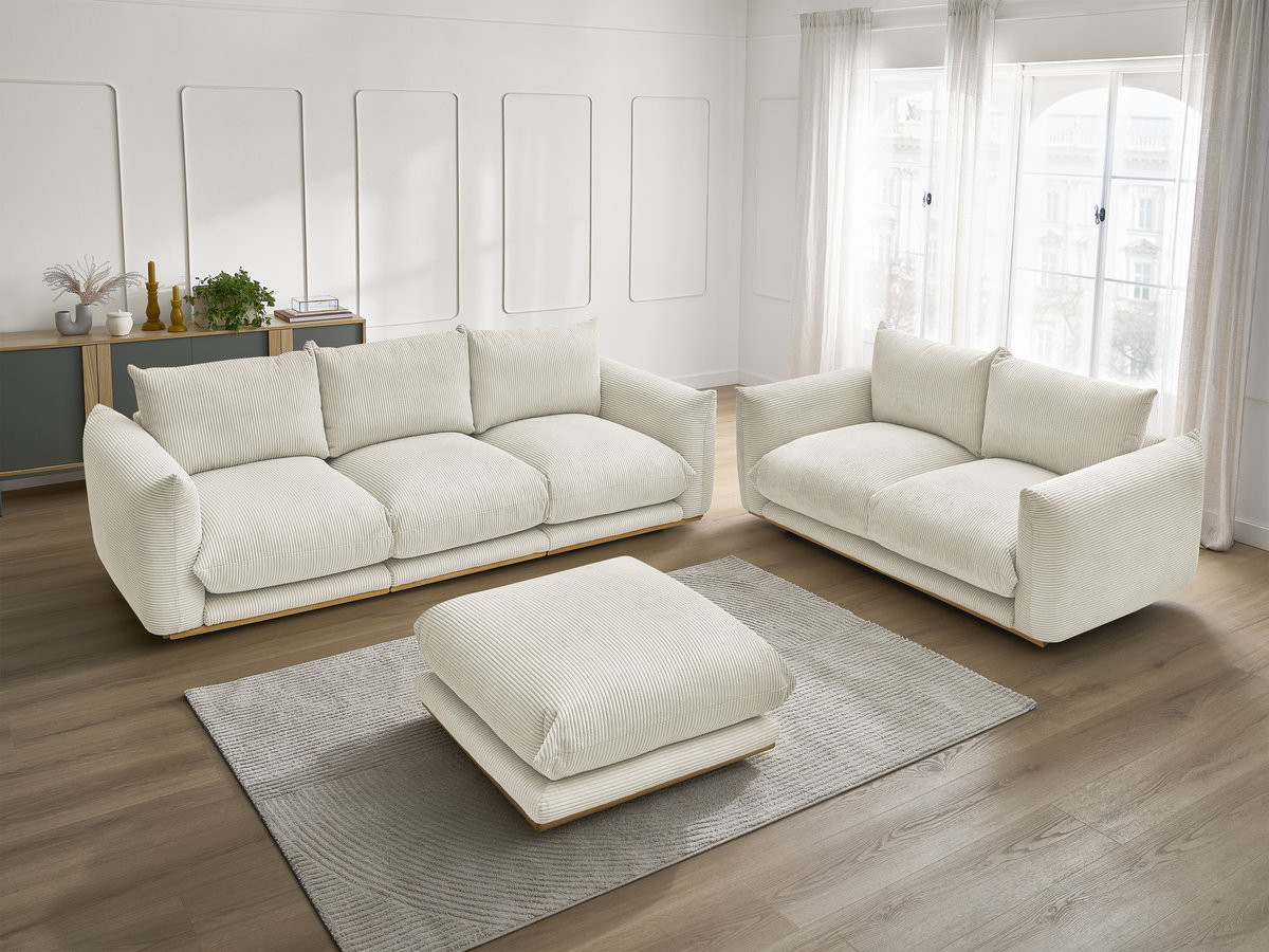 Bobochic Ernest Sofa 5-Sitzer mit Pouf Cordsamt Beige