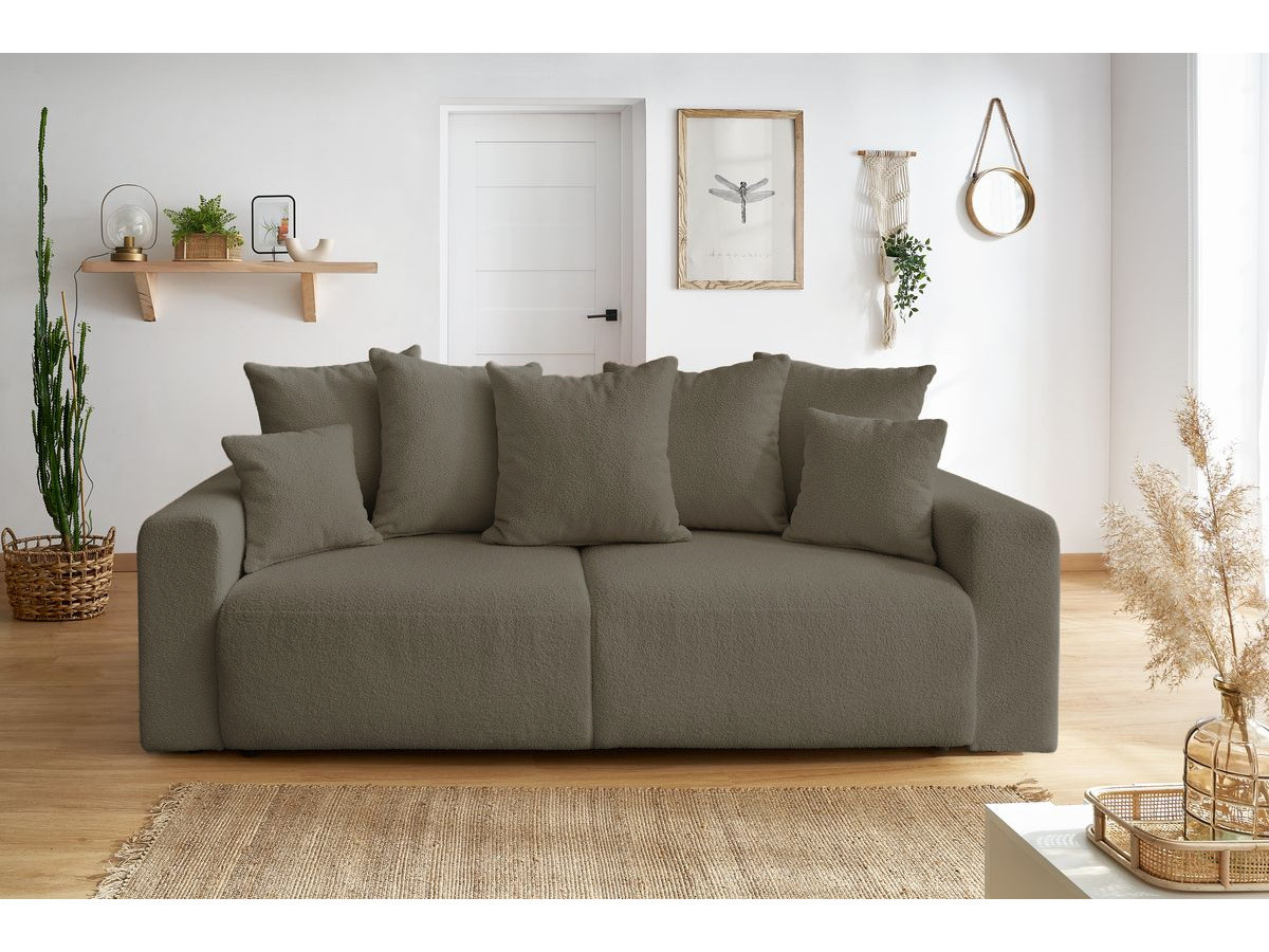 Bobochic Envy Schlafsofa 3-Sitzer mit Bettkasten Bouclé-Stoff Braun