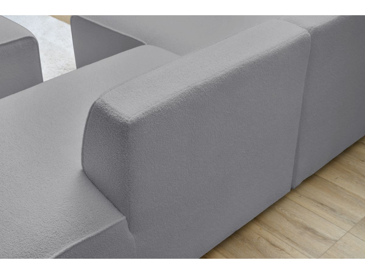 Bobochic Megeve Ecksofa Bouclé-Stoff Hellgrau Ecke links