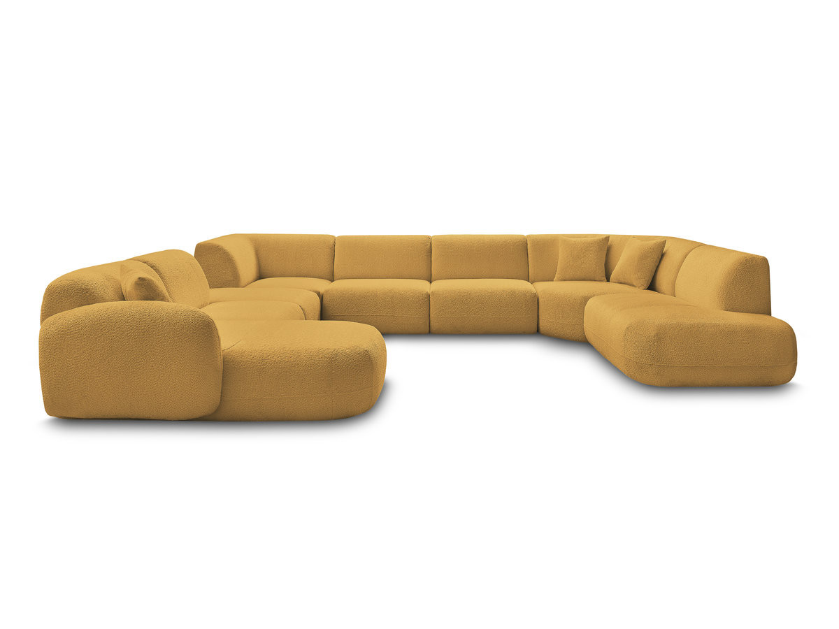 Bobochic Anda Wohnlandschaft mit Pouf 396 × 357 cm Chenille Gelb Ecke links