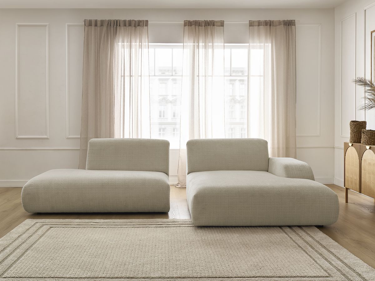 Bobochic Sirius Ecksofa 300 × 170 cm Strukturstoff Beige Ecke rechts