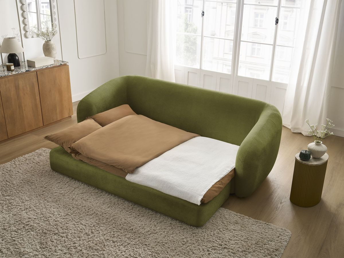 Bobochic Neyo Schlafsofa 3-Sitzer Stoff Grün
