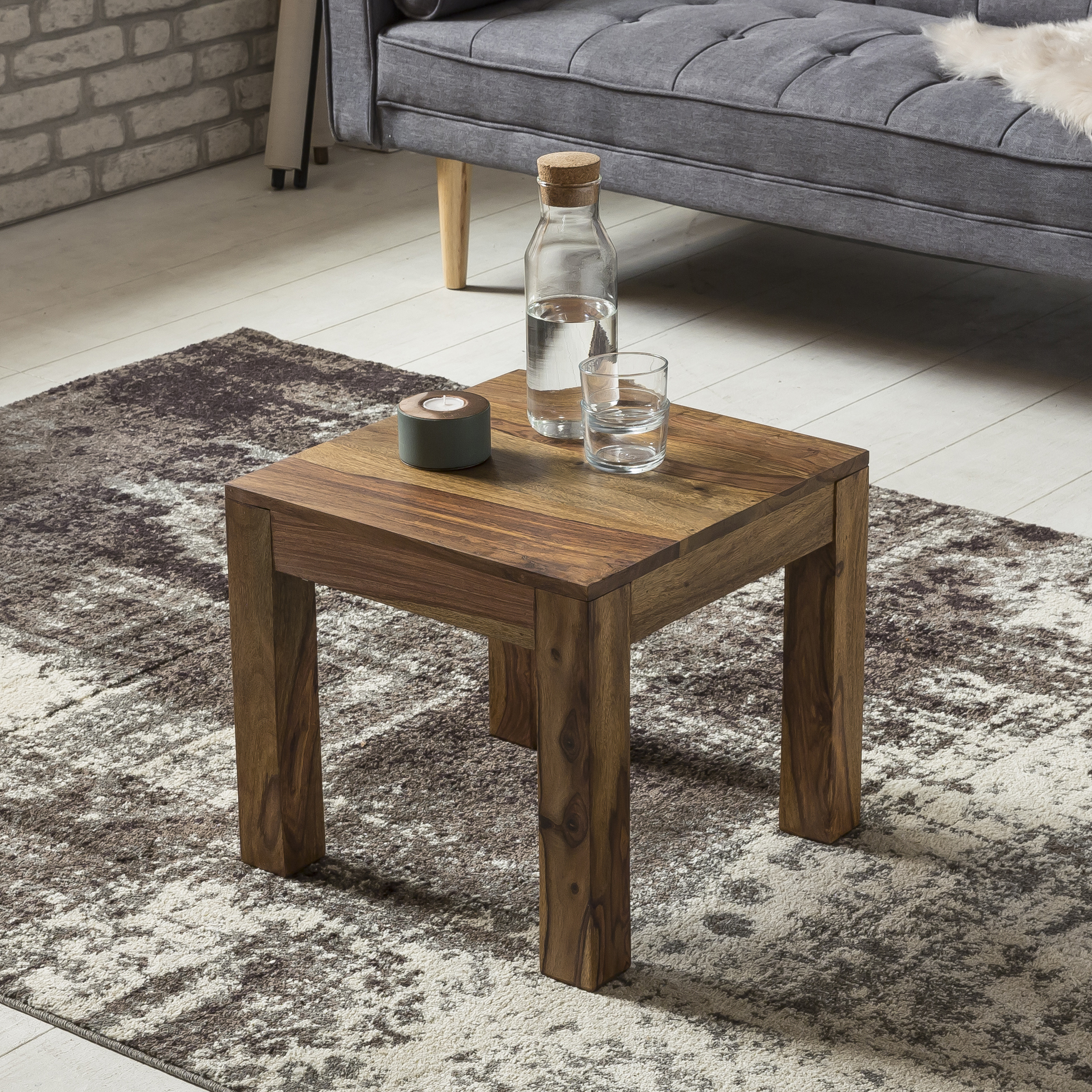 Couchtisch Aukra Sheesham Massivholz 45 × 45 × 40 cm