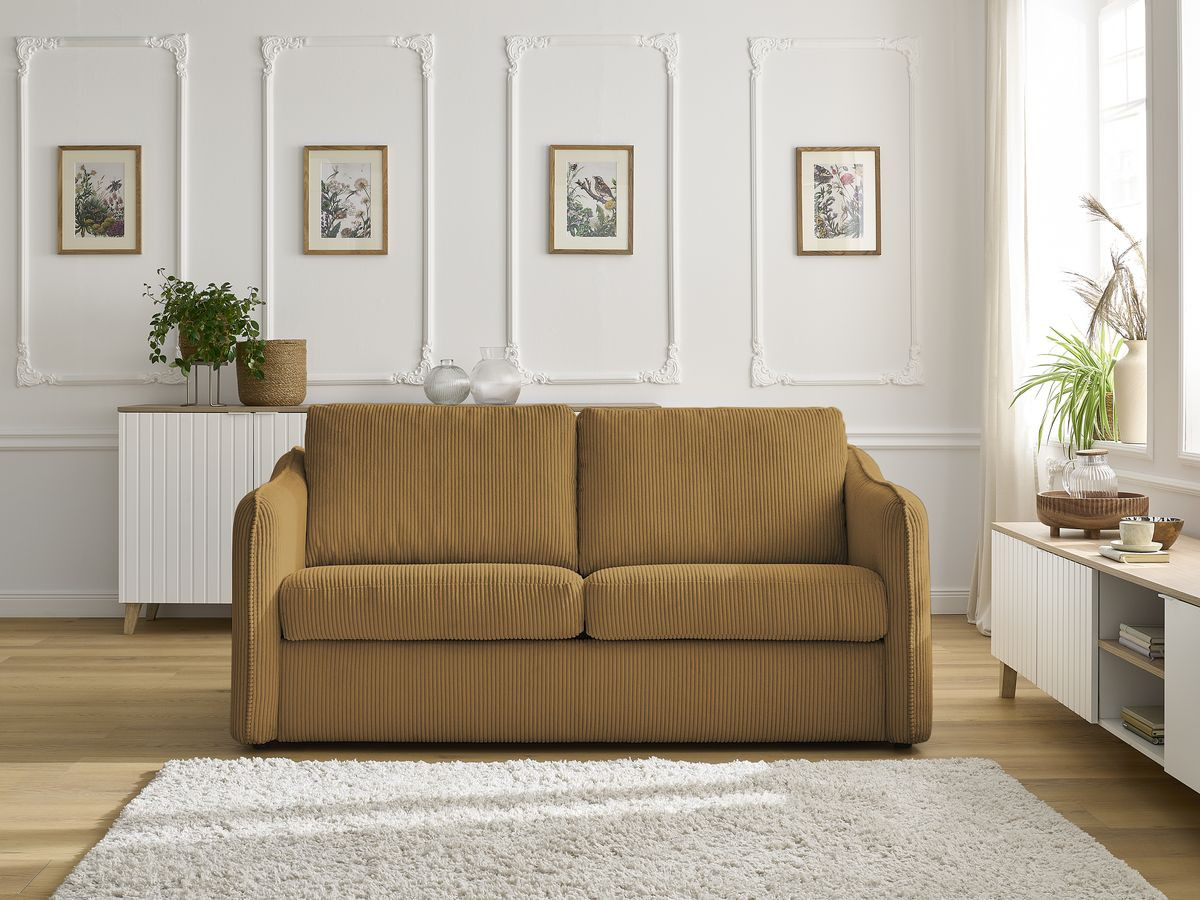 Bobochic Lenny Schlafsofa 3-Sitzer Cordsamt Gelb