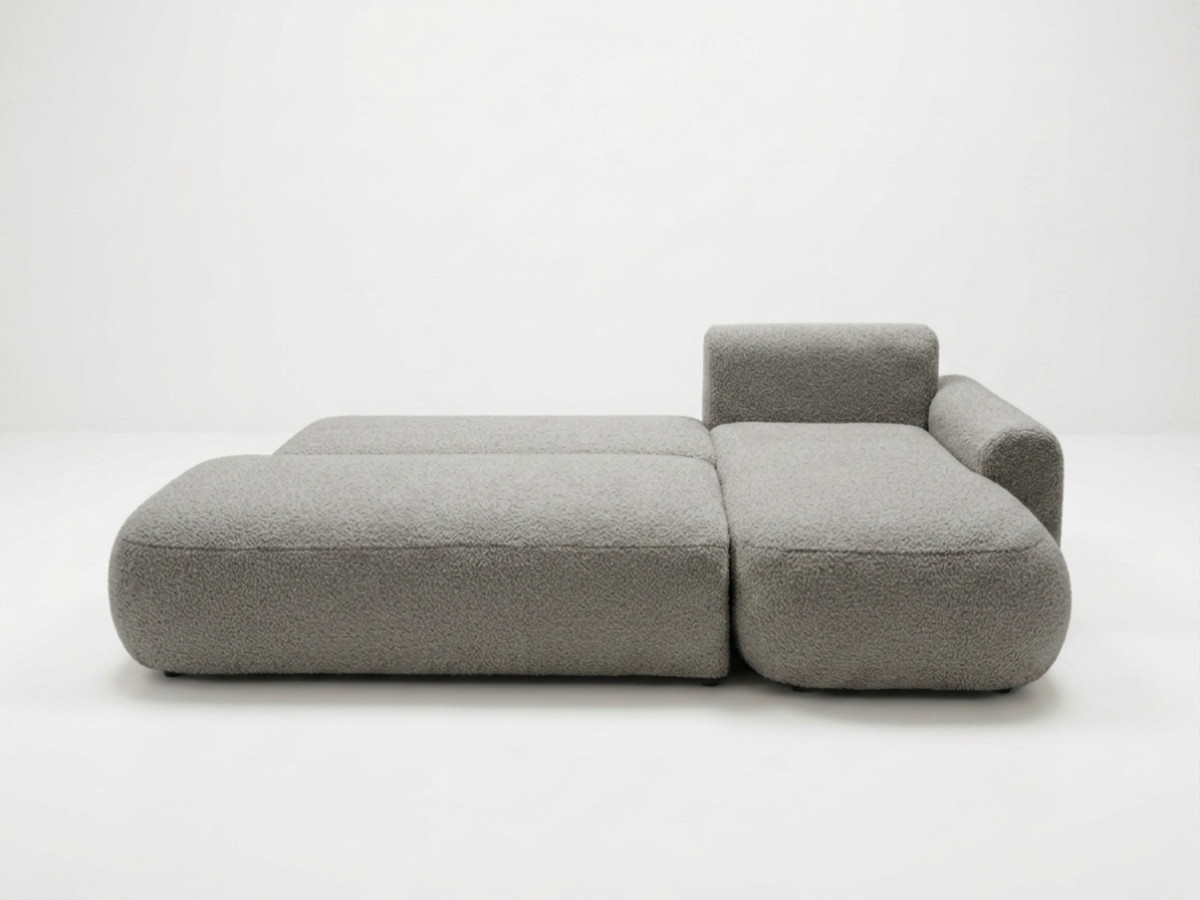 Bobochic Tango Ecksofa mit Schlaffunktion und Bettkasten Bouclé-Stoff Grau Ecke rechts