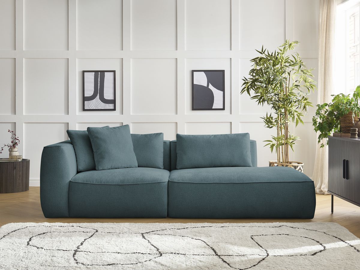 Bobochic Leopold Sofa 3-Sitzer Strukturstoff Dunkelblau Armlehne links